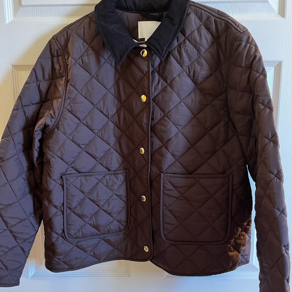 NWT Quilted Jacket With Corduroy Collar - Picture 5 of 8